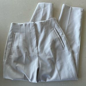 ZARA- High waisted pleated slacks, size M / 28. Stone